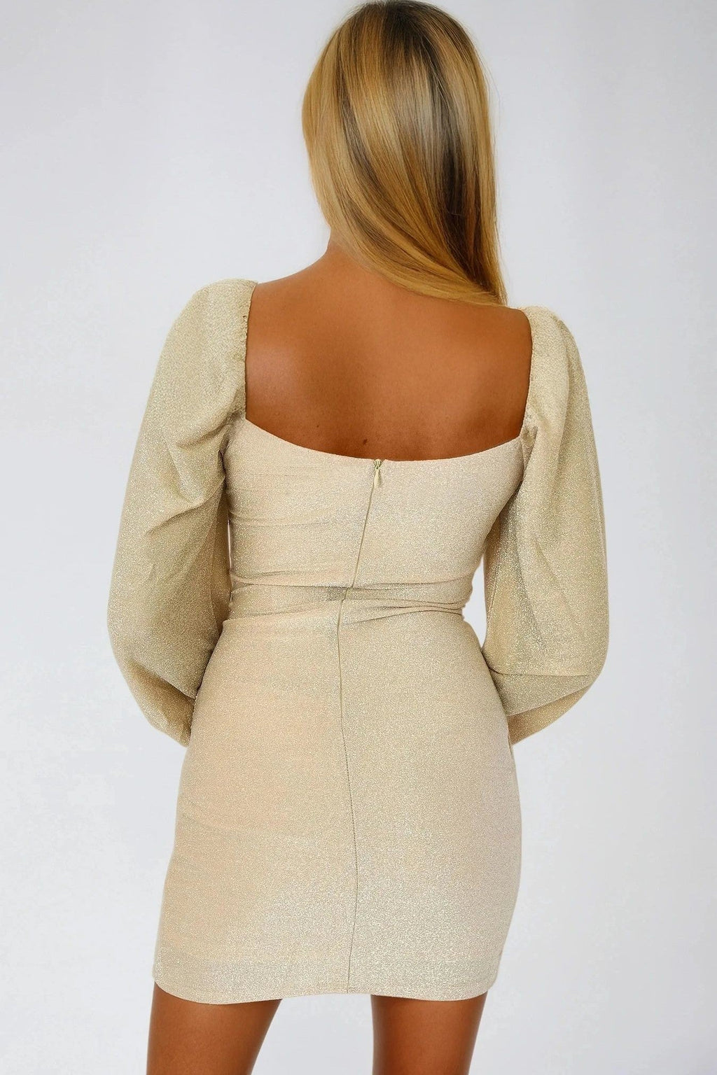 Gold Sweetheart Neckline Mini Dress - Lolomo!