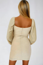 Gold Sweetheart Neckline Mini Dress - Lolomo!