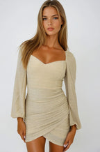 Gold Sweetheart Neckline Mini Dress - Lolomo!