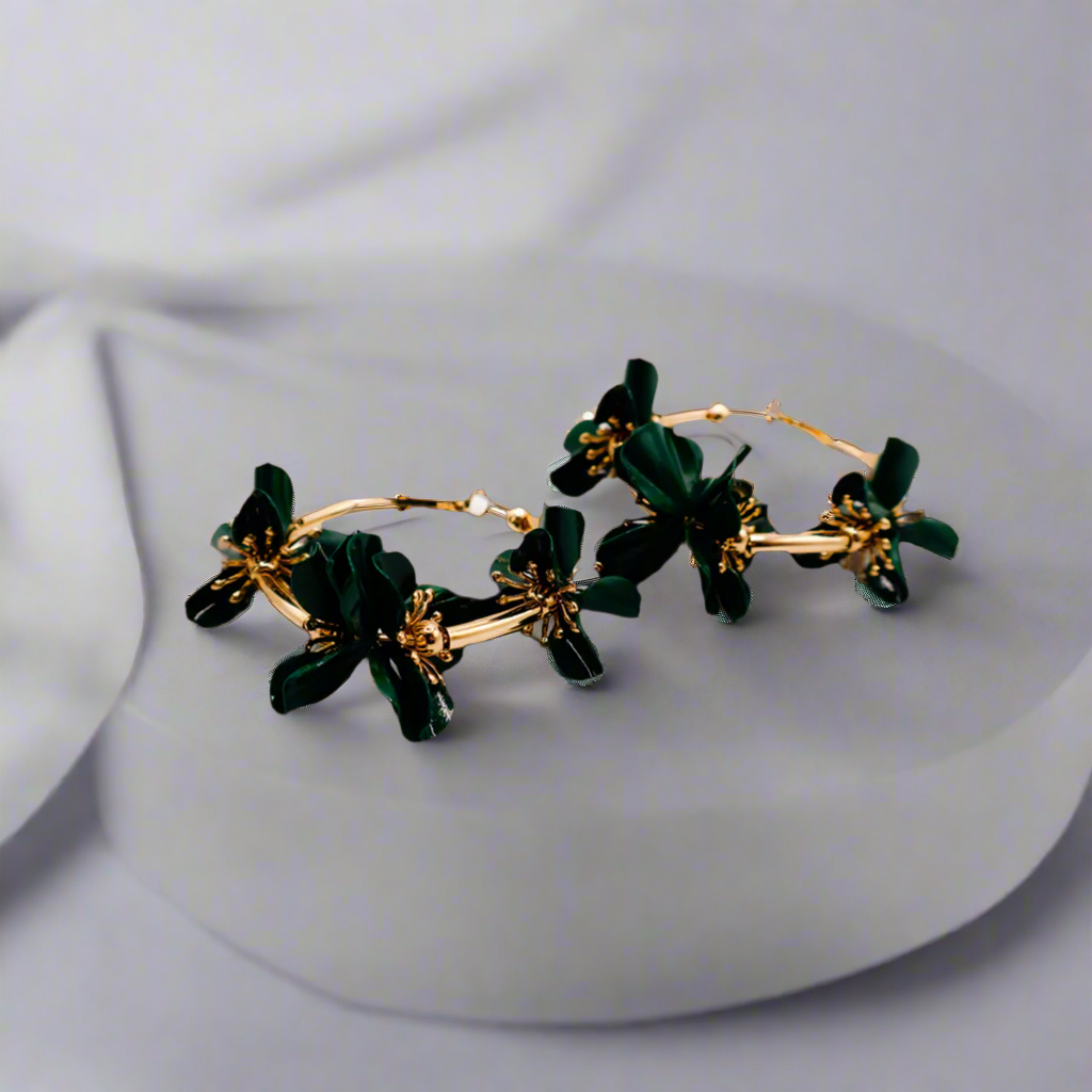 Floral Luxe Hoops – Gold Flower Hoop Earrings