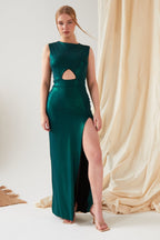 Green Cut Out Side Dress - Lolomo!