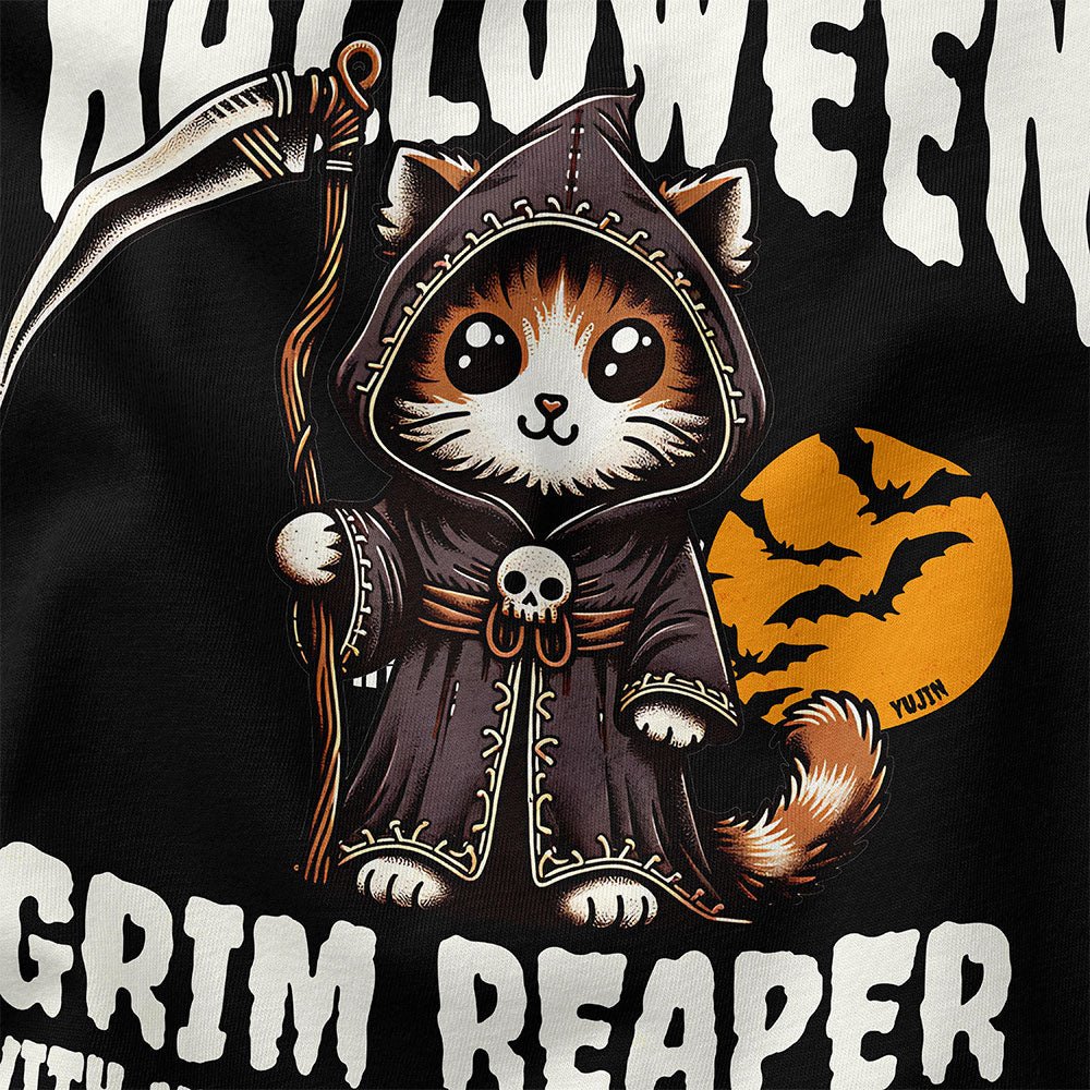 Grim Reaper Halloween Cat T-Shirt - Lolomo!