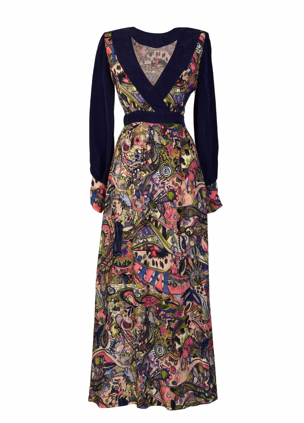 Hand painted Long Sleeve Maxi Dress - Lolomo!