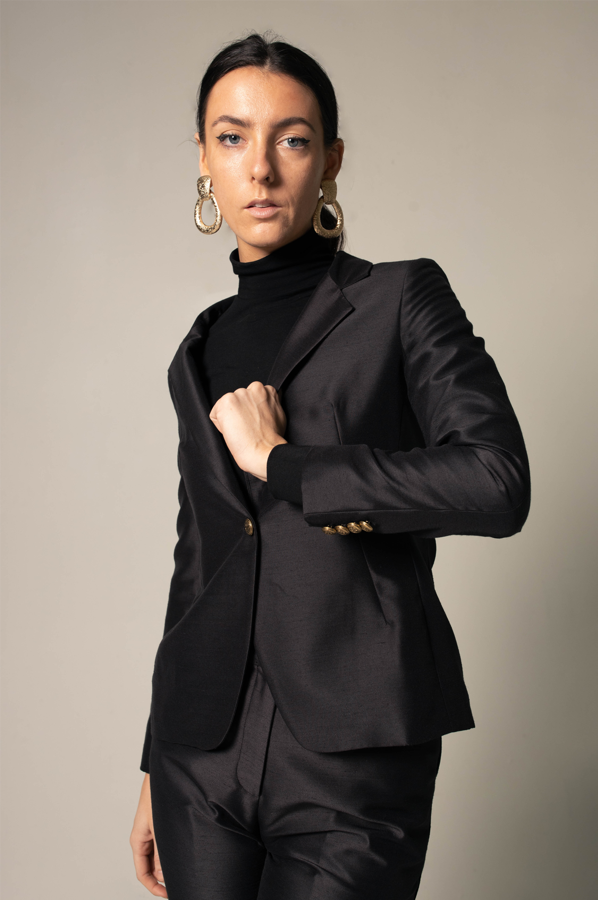 Womens Black Blazer Suit – Elegant Tailored Office Suit - Lolomo!