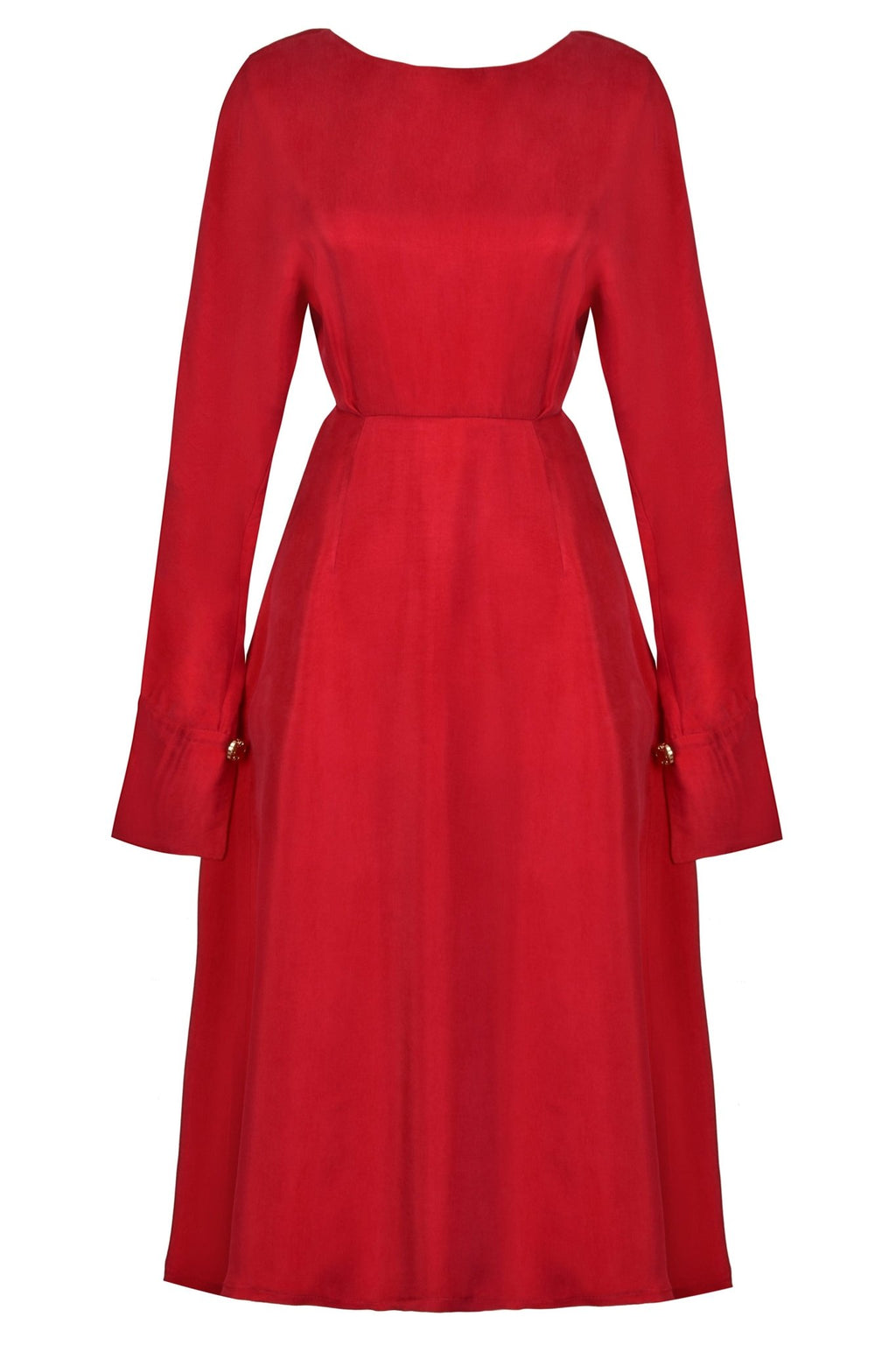 Long Sleeve Red Midi Dress - Lolomo!