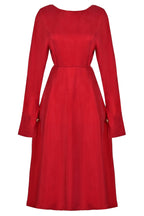 Long Sleeve Red Midi Dress - Lolomo!