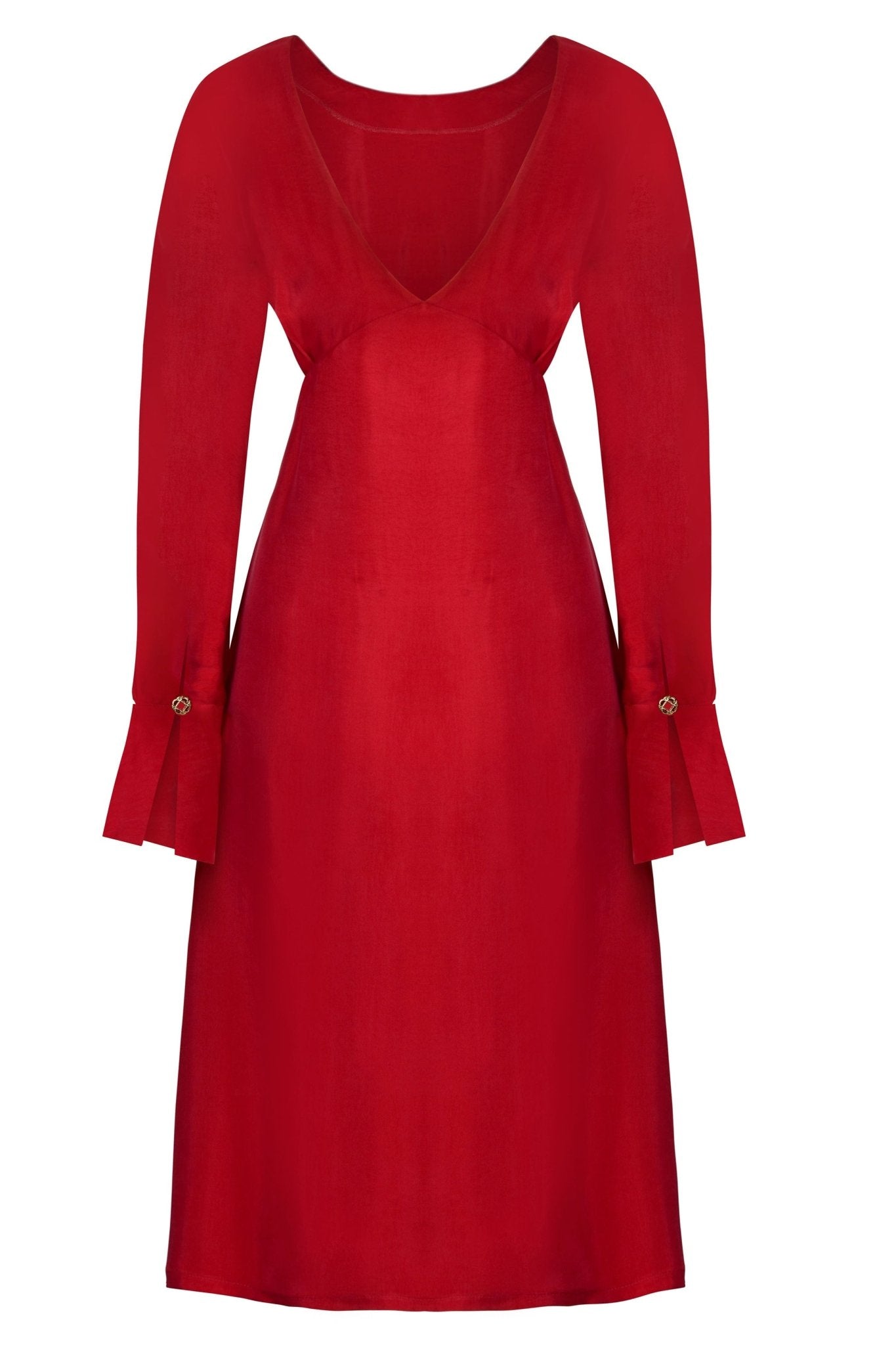Long Sleeve Red Midi Dress - Lolomo!
