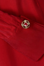 Long Sleeve Red Midi Dress - Lolomo!