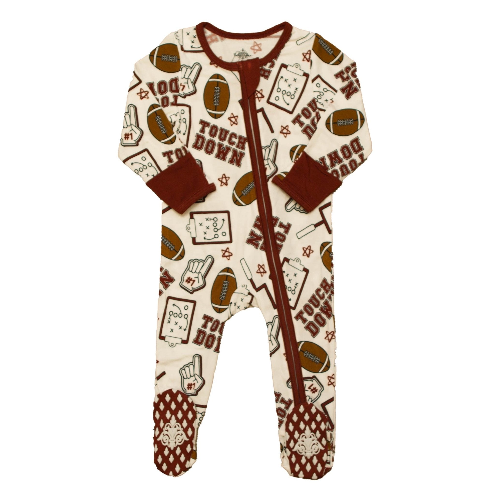 Maroon Touchdown Bamboo Romper - Lolomo!