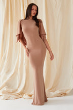 Mocha Backless Maxi Dress - Lolomo!