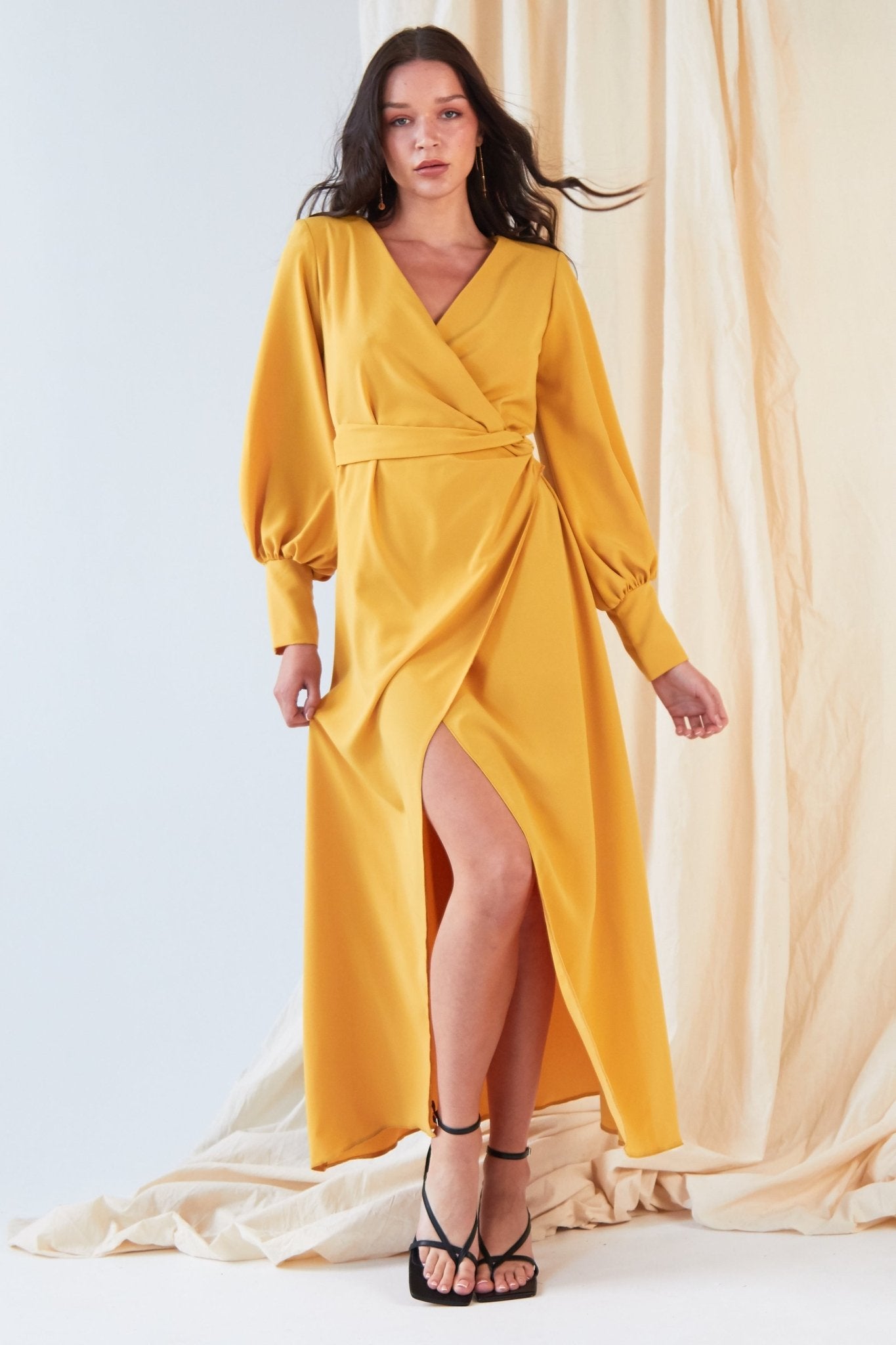 Mustard Wrap Maxi Dress - Lolomo!