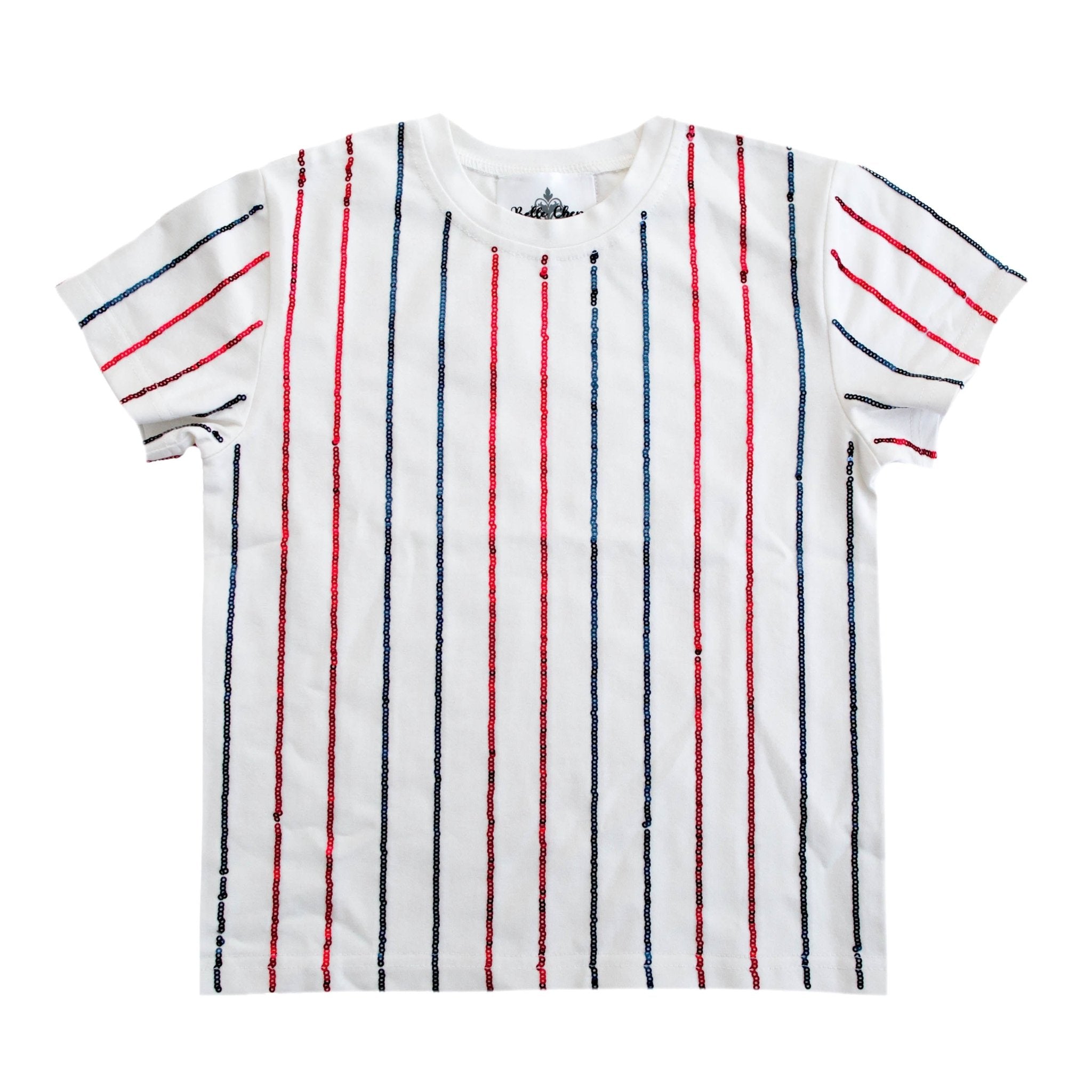 Navy and Red Sequin Striped Kid Shirt - Lolomo!