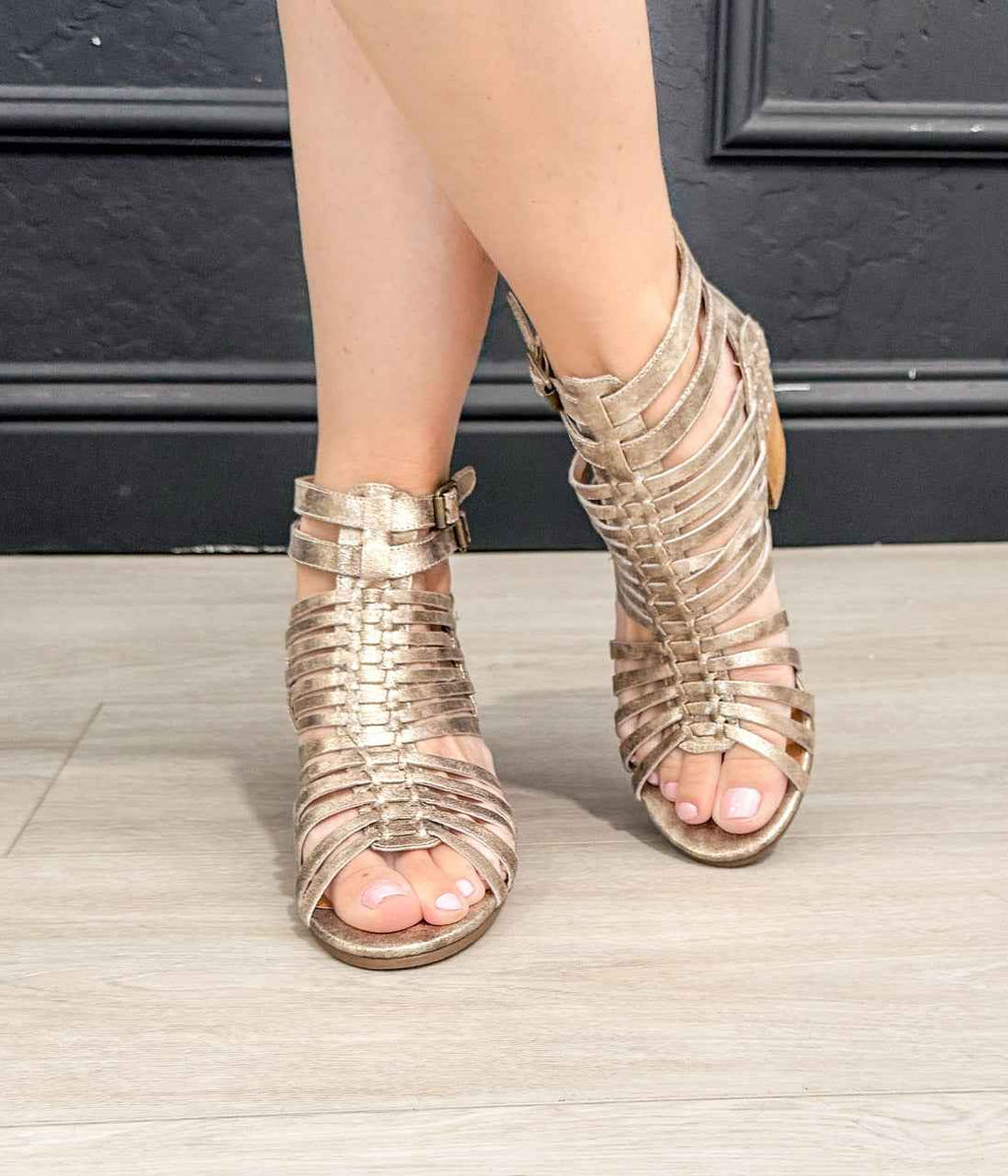 Ofanto Heeled Sandal in Gold