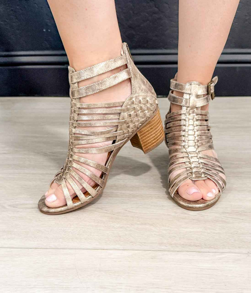 Ofanto Heeled Sandal in Gold