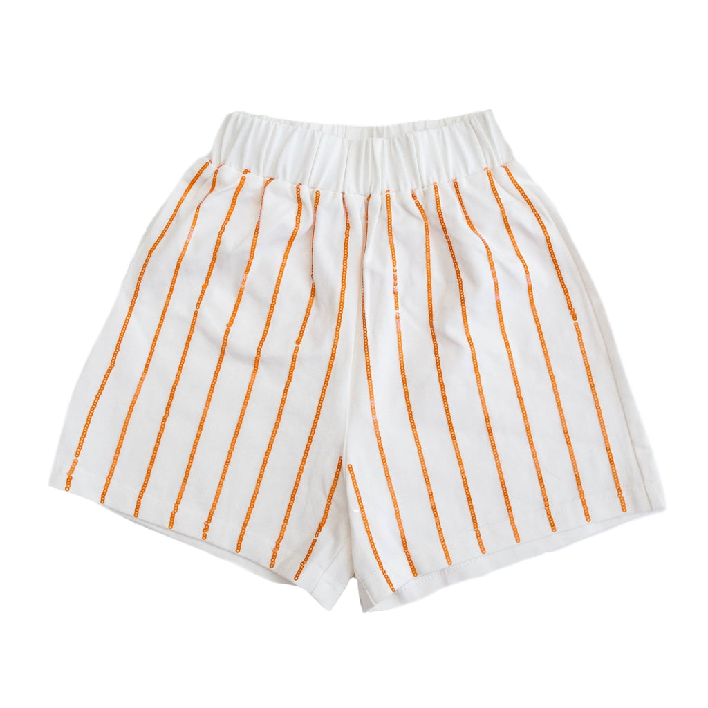 Orange Sequin Striped Adult Shorts - Lolomo!