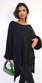 Oversized Long Back Knitted Mini Dress - Lolomo!
