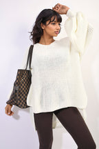 Oversized Long Back Knitted Mini Dress - Lolomo!