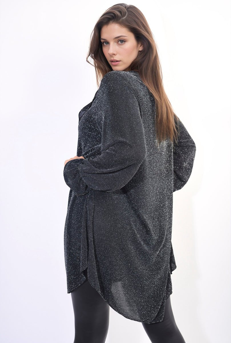 Oversized Satin Ruffle Shirt Dress - Lolomo!