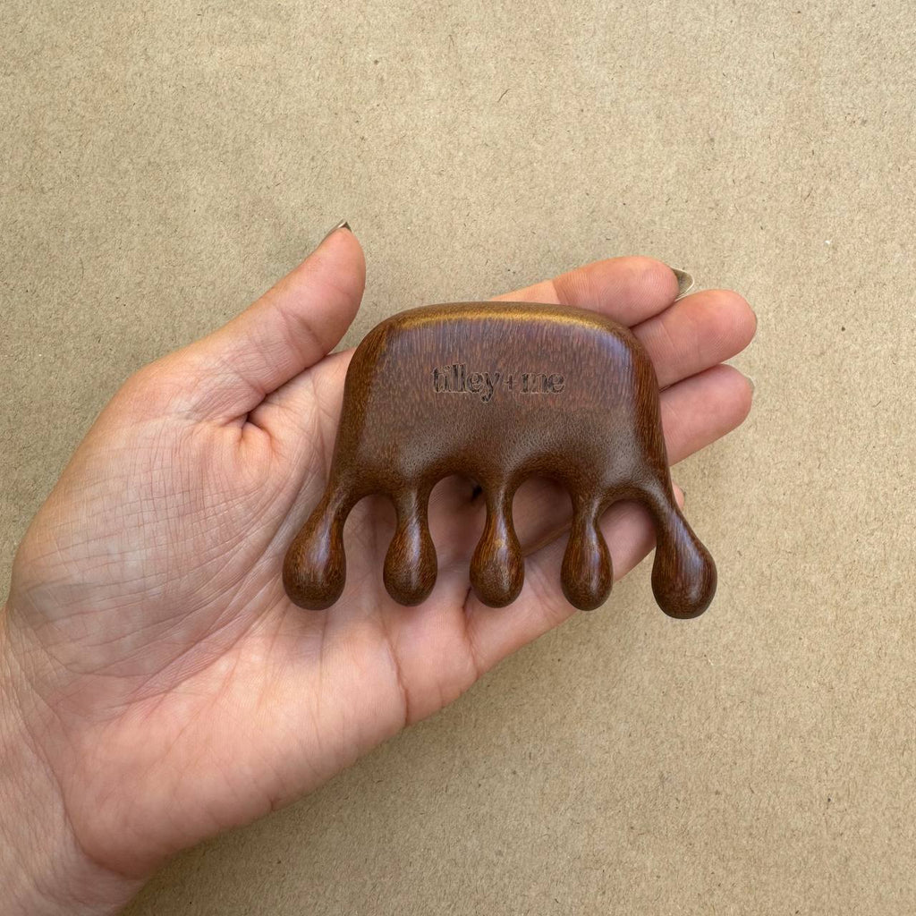 Outil de massage pour animaux de compagnie en bois de santal – Soulage la perte de poils et stimule la circulation