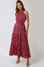 Pink Halterneck Maxi Dress - Lolomo!