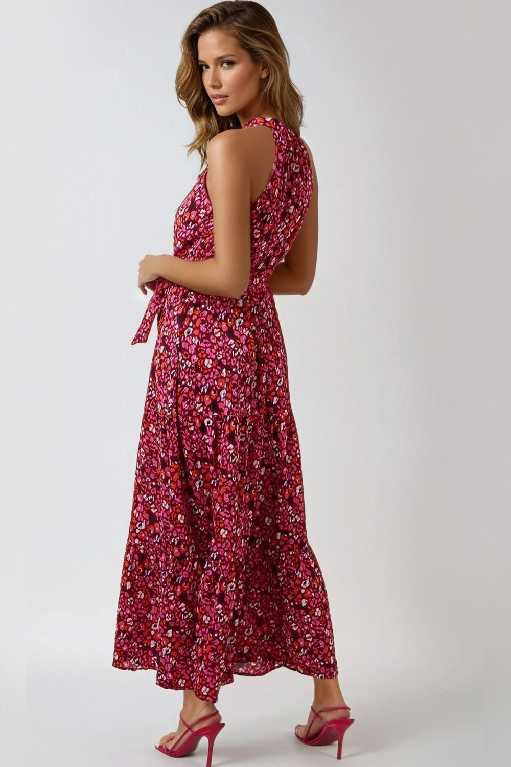 Pink Halterneck Maxi Dress - Lolomo!