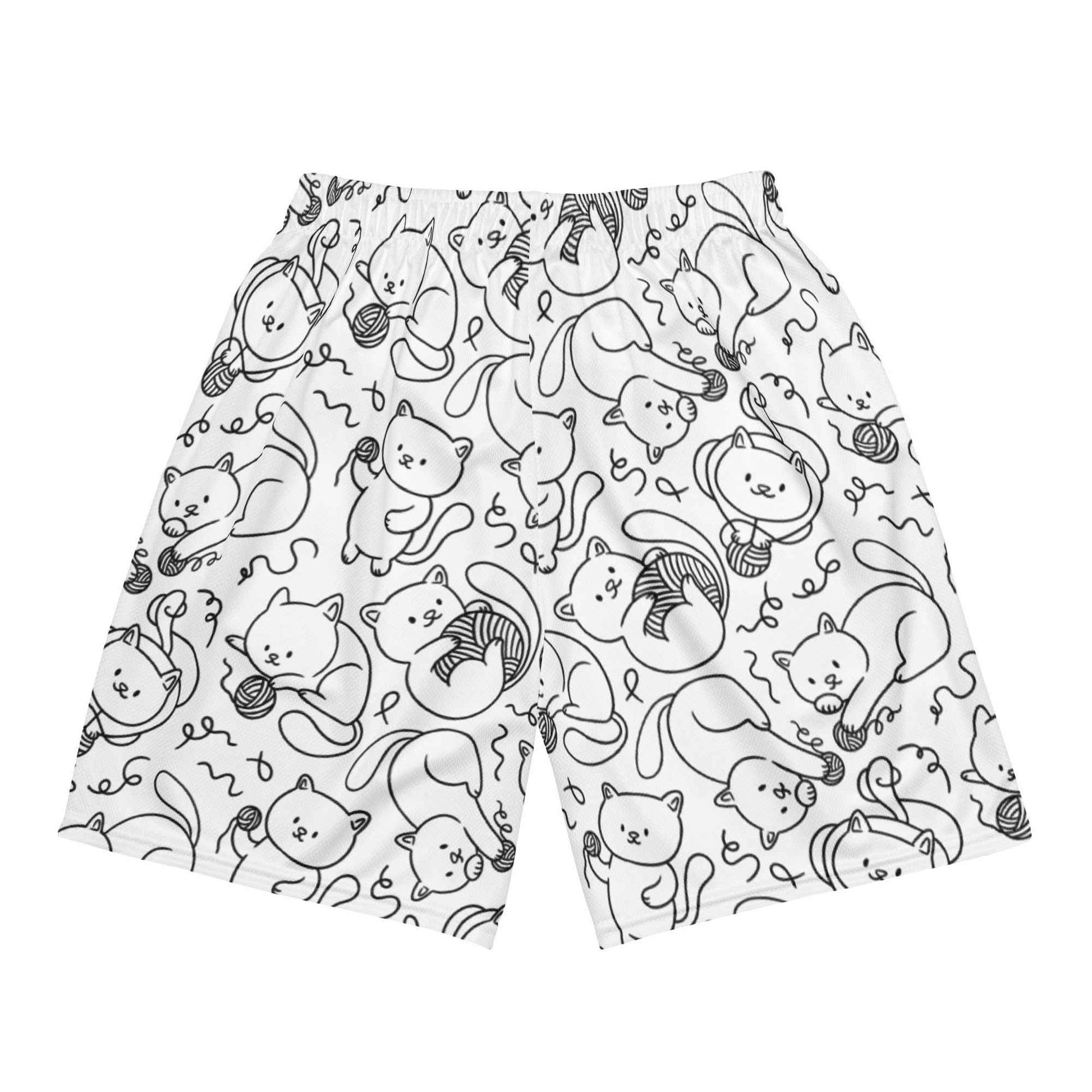 Playful Cat Mesh Shorts