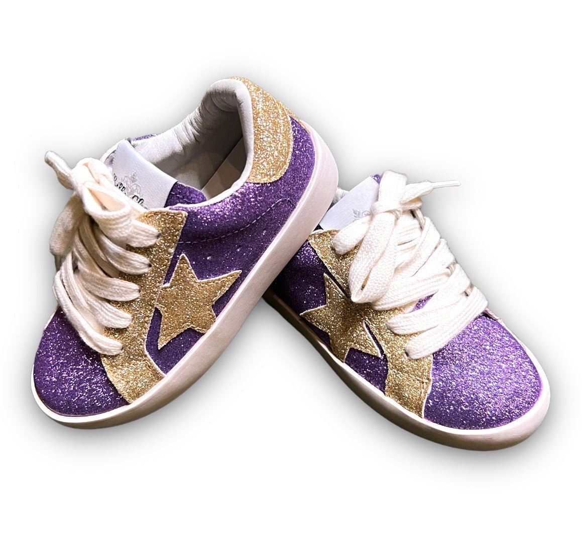 Purple and Gold Glitter Kid Sneakers - Lolomo!