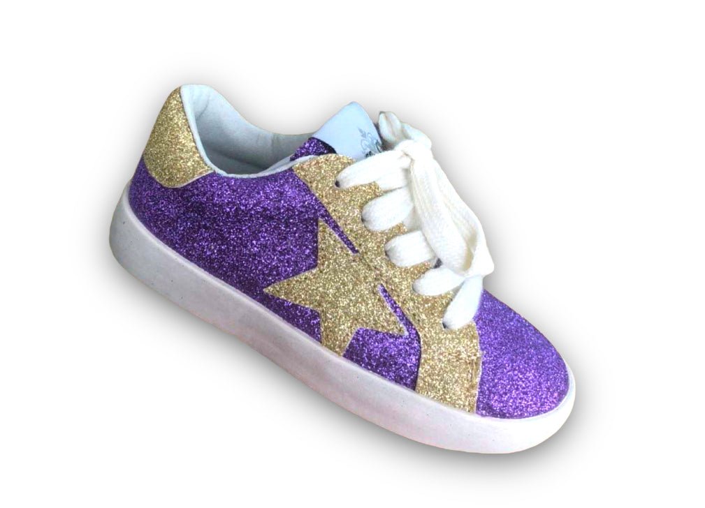 Purple and Gold Glitter Kid Sneakers - Lolomo!