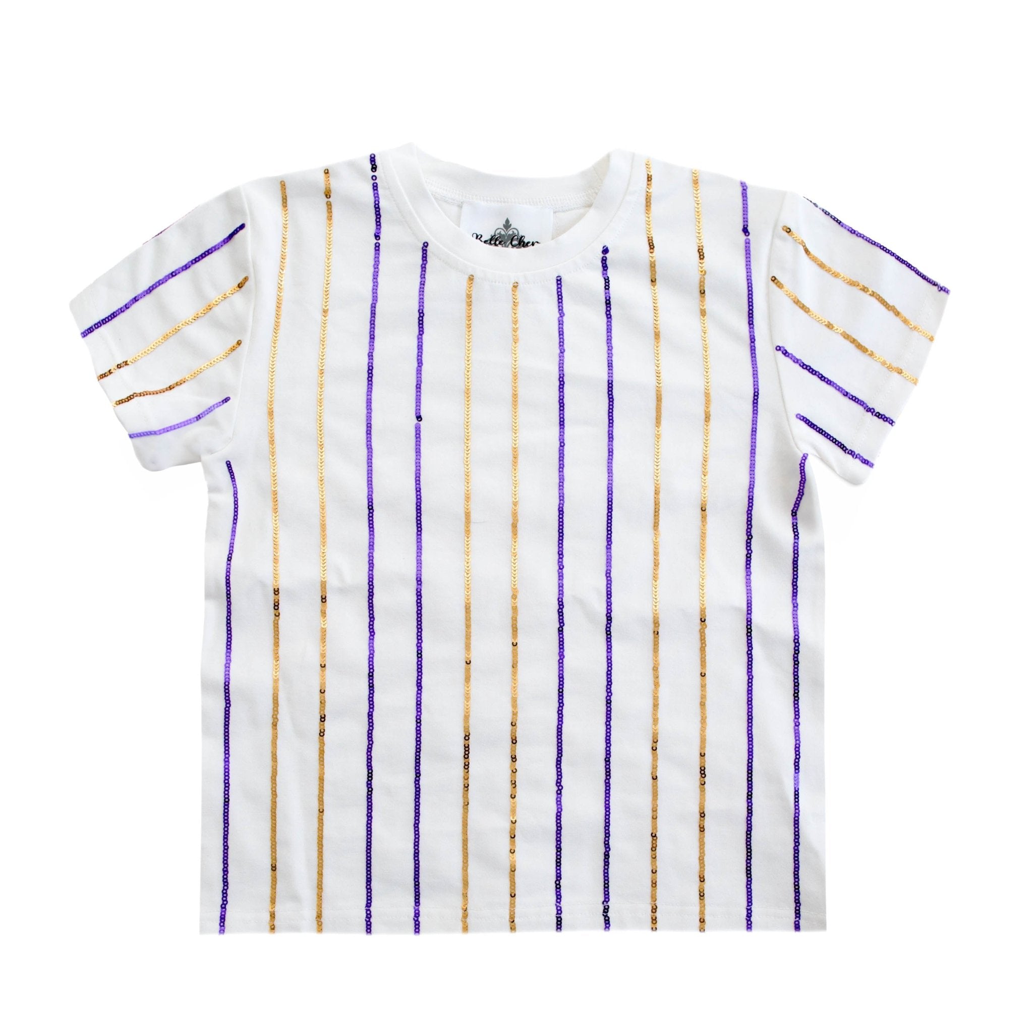Purple and Gold Sequin Striped Kid Shirt - Lolomo!
