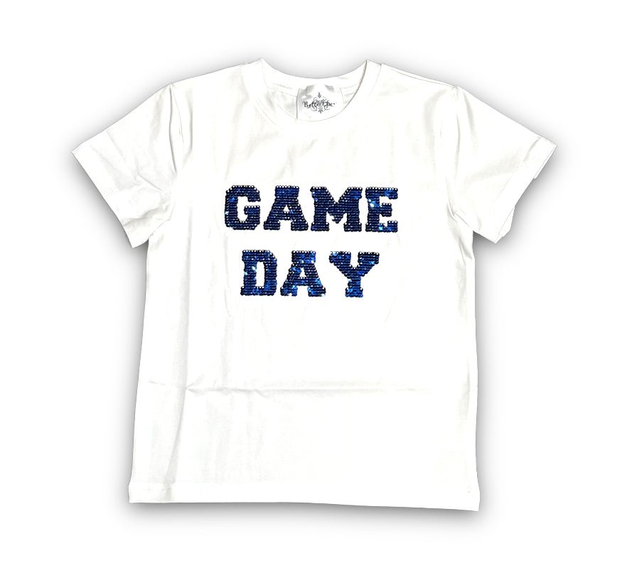 Royal Blue and White Flip Sequin Shirt Kids - Lolomo!