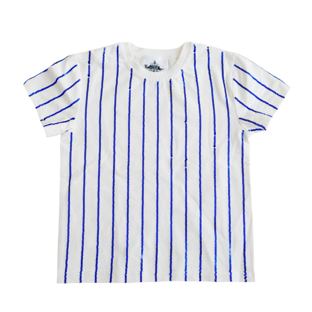Royal Blue Sequin Striped Shirt - Lolomo!
