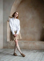 Settima Ruffled White Organic Cotton Shirt