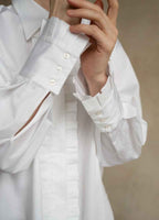 Settima Ruffled White Organic Cotton Shirt