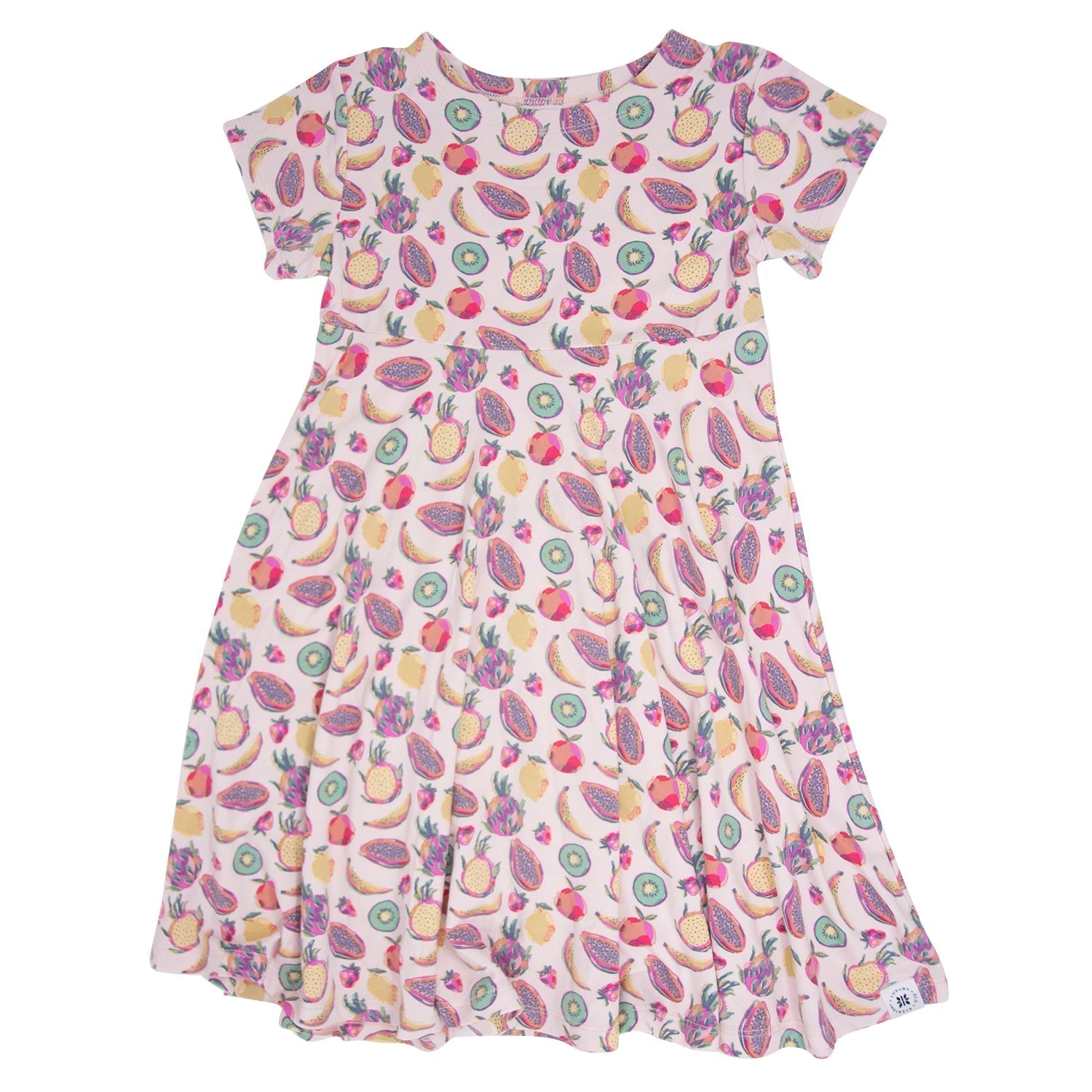 Tropical Fruit Cap Sleeve Swirly Girl Dress - Lolomo!