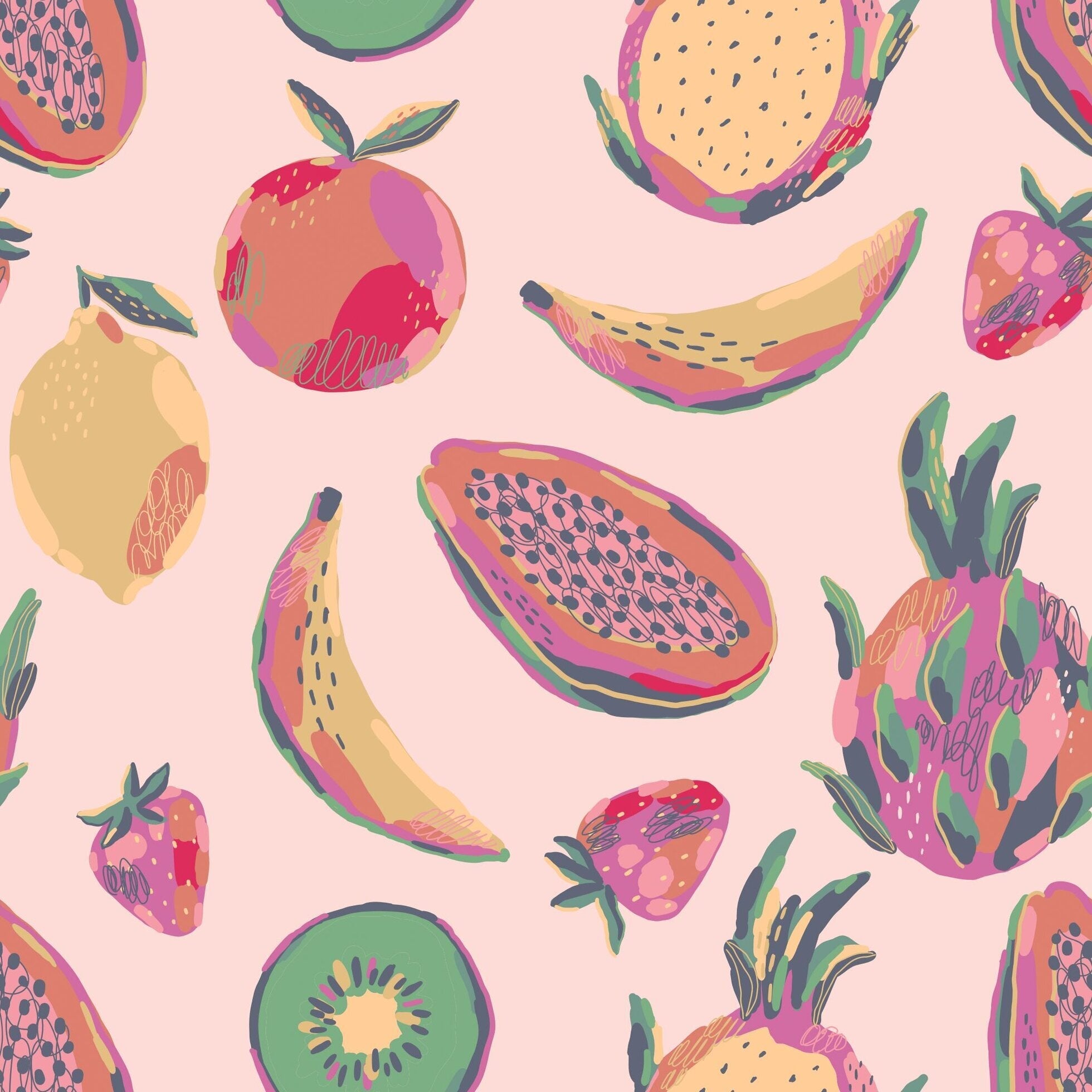Tropical Fruit Cap Sleeve Swirly Girl Dress - Lolomo!