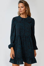 Teal Animal Print Smock Mini Dress - Lolomo!