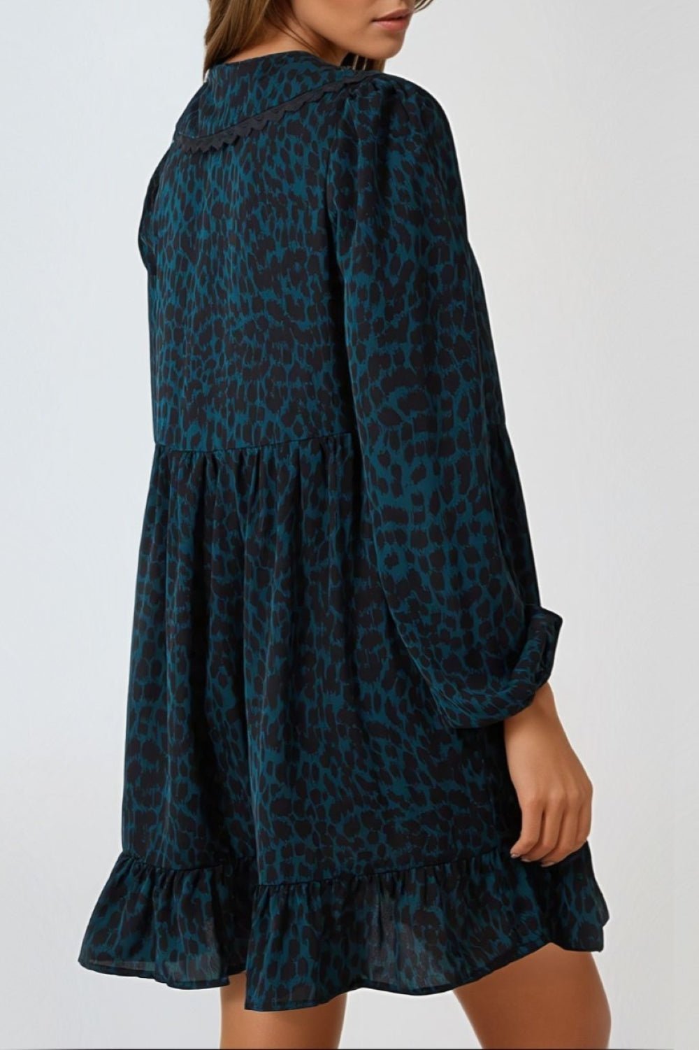 Teal Animal Print Smock Mini Dress - Lolomo!
