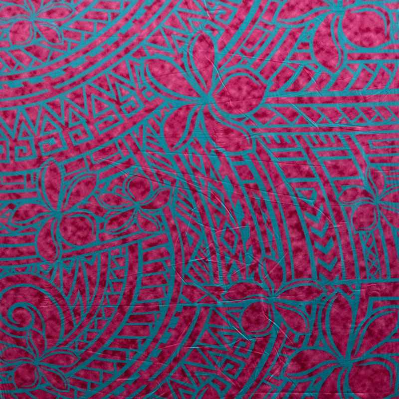Plumeria Tribal Design Peachskin Fabric | Islands Fabric