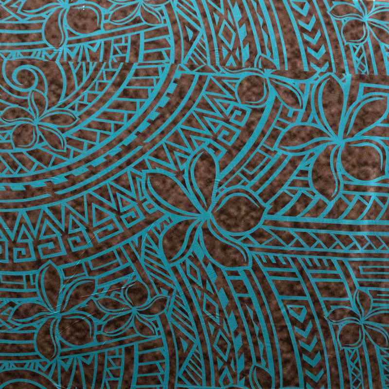 Plumeria Tribal Design Peachskin Fabric | Islands Fabric