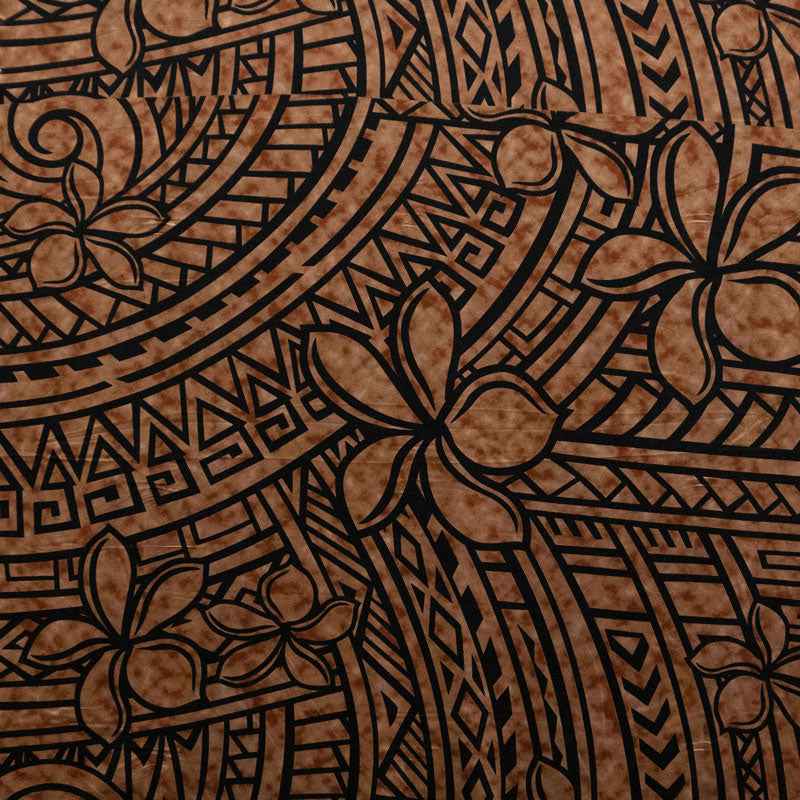 Plumeria Tribal Design Peachskin Fabric | Islands Fabric