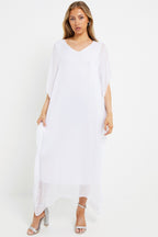 White Silk Maxi Kaftan Dress - Lolomo!