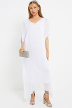 White Silk Maxi Kaftan Dress - Lolomo!