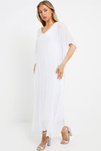 White Silk Maxi Kaftan Dress - Lolomo!