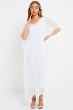 White Silk Maxi Kaftan Dress - Lolomo!