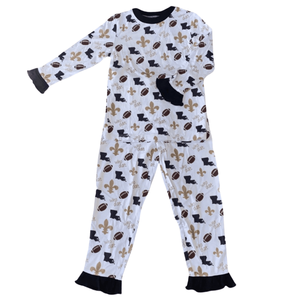 Who Dat Ruffle Bamboo Pajamas - Lolomo!