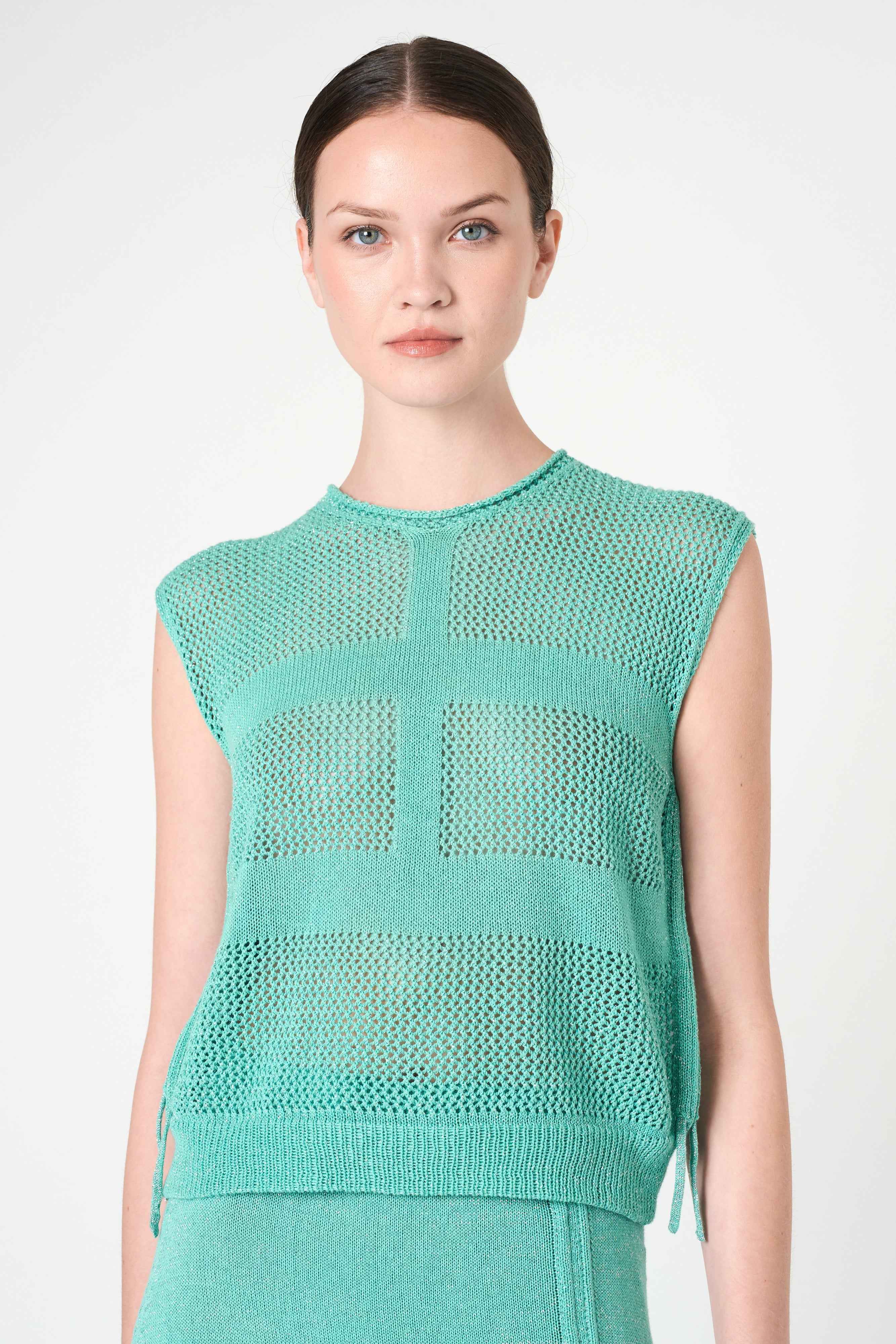 Luxe Sleeveless Top in Aqua