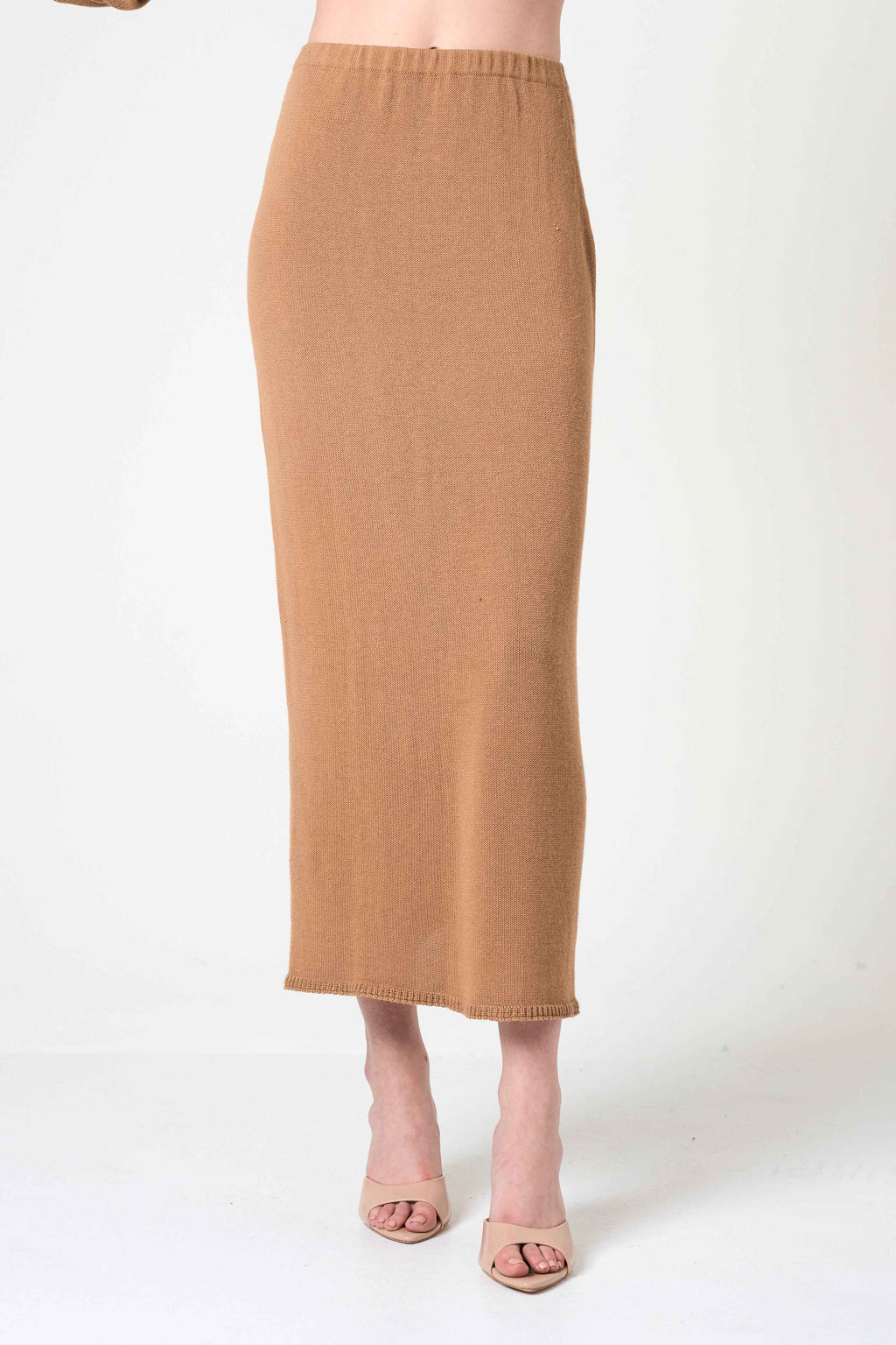 Midi Pencil Skirt in Camel