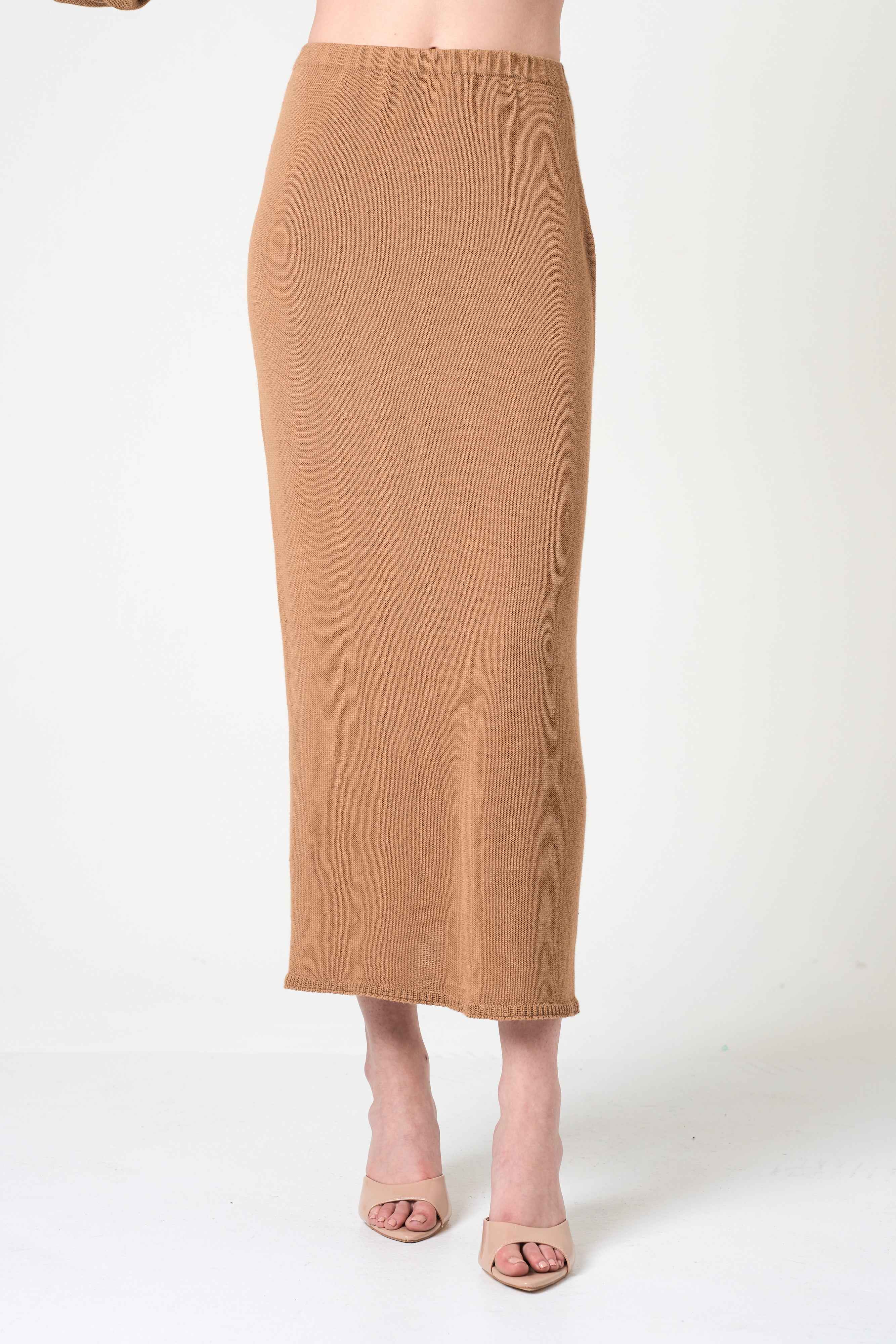 Midi Pencil Skirt in Camel