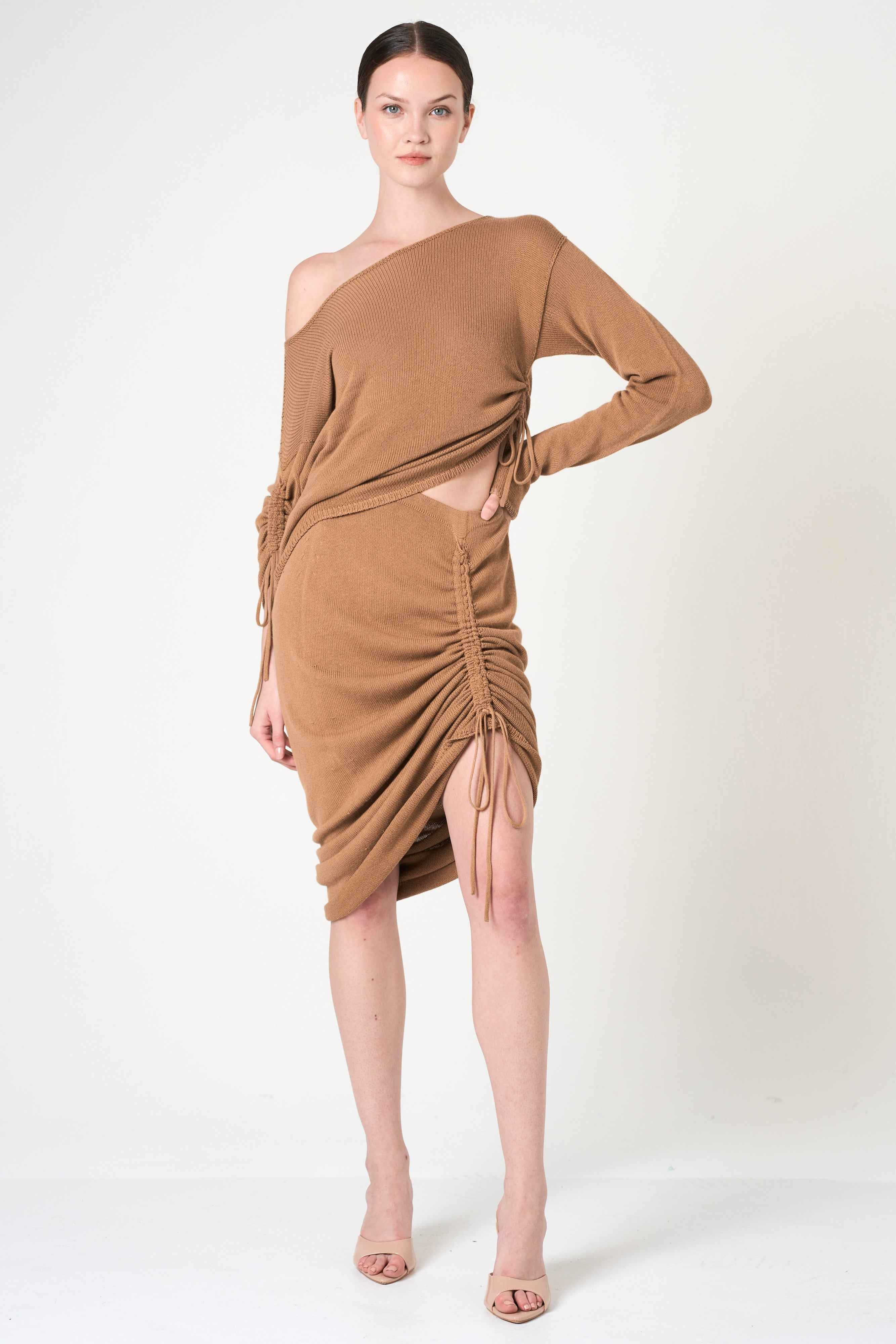 Midi Pencil Skirt in Camel